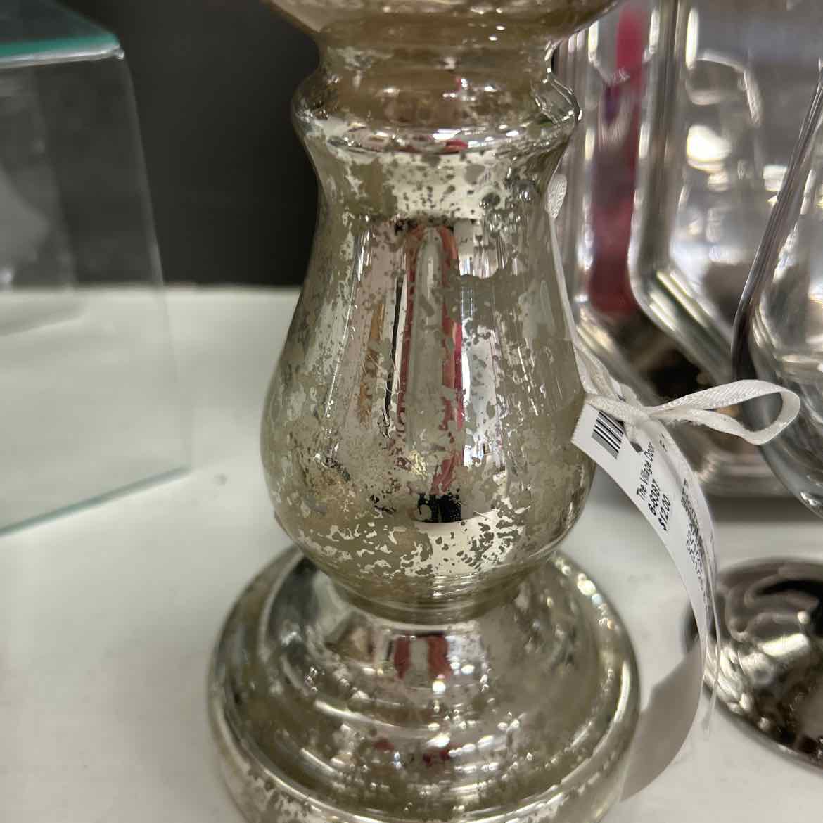 Small Silver Speckled Candleholder