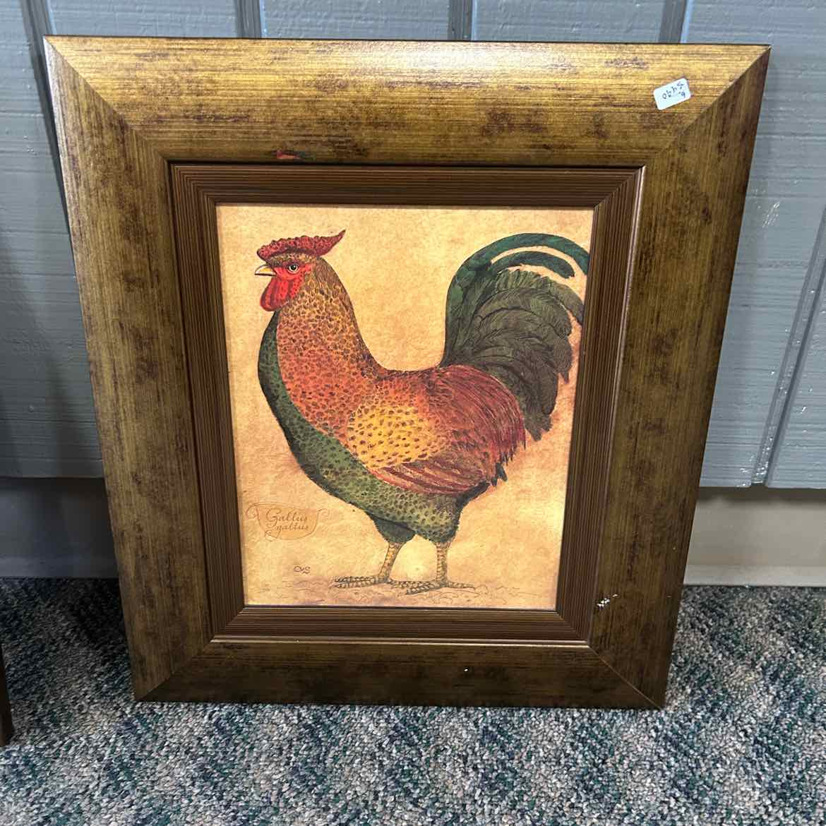 Rooster Picture in Gold Frame