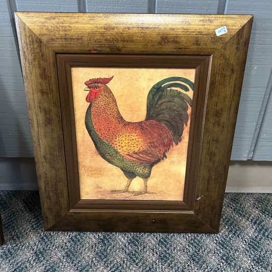 Rooster Picture in Gold Frame