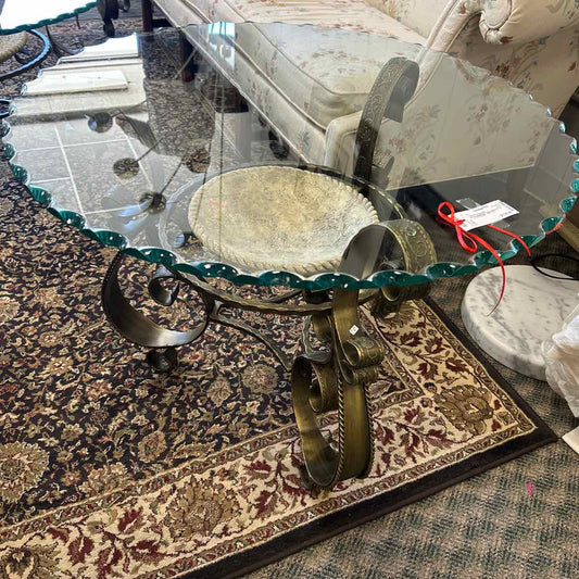 Bronze Metal End Table w/Glass Top