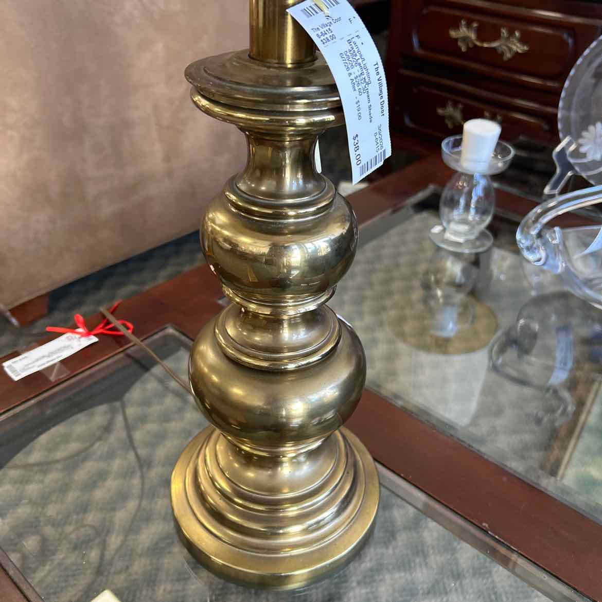 Brass Lamp w/Cream Shade