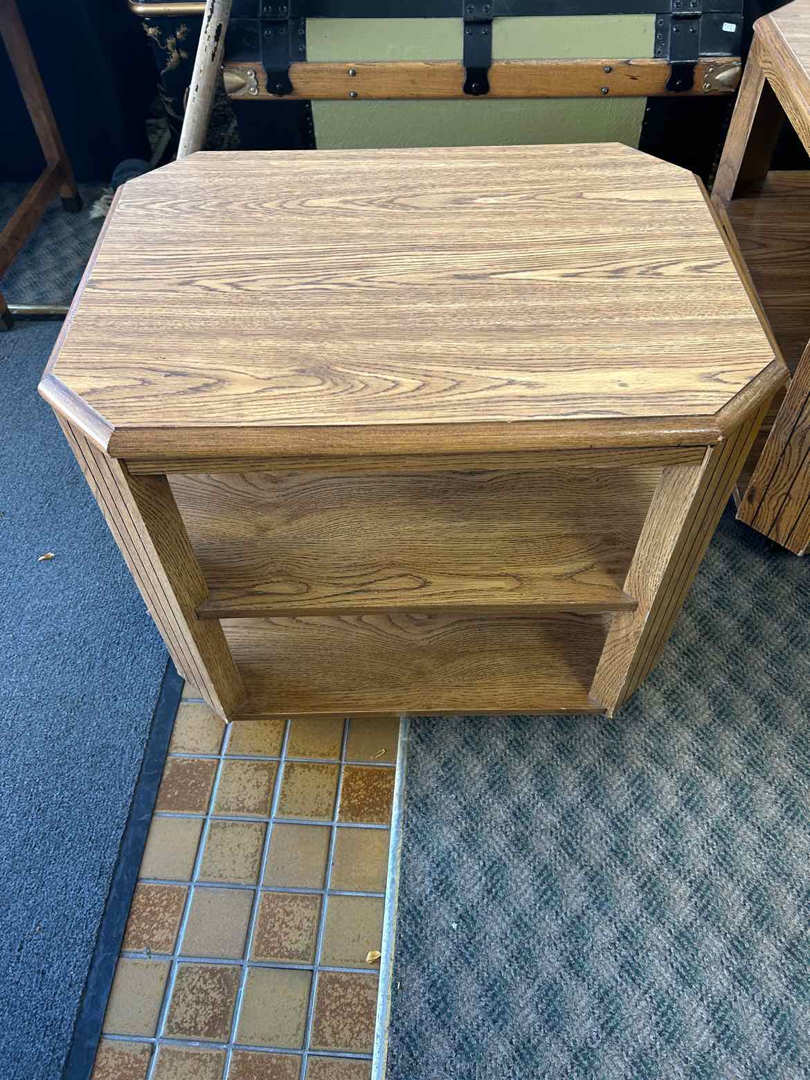 Small Wood Side Table w/2 Shelves