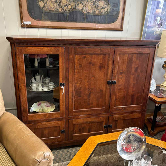 Wood Entertainment Cabinet w/Glass Door