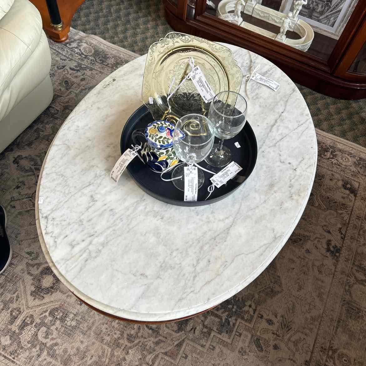 Oval Coffee Table w/Marble Top