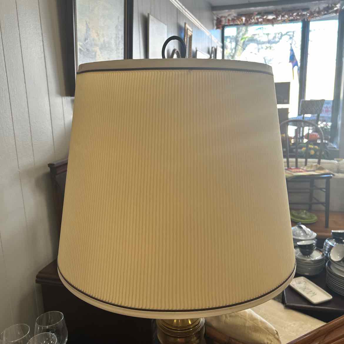 Brass Lamp w/Pleated Shade