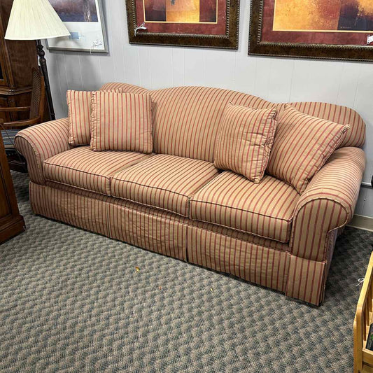 Red/Gold Striped Craftsmaster Sofa  w/4 Pillows