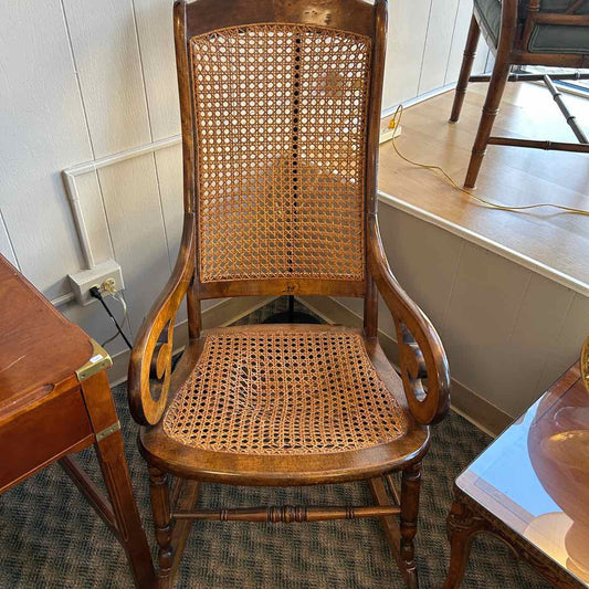 Wood Rocker w/Cane Back & Seat AS IS