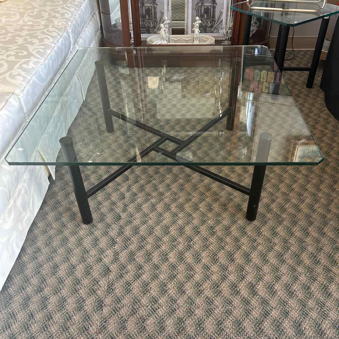 Square Glass Table w/Metal Legs