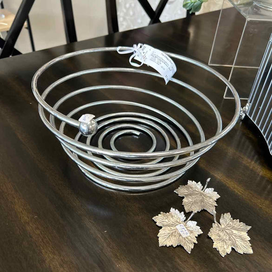 Silver Metal Spring Basket -Bowl