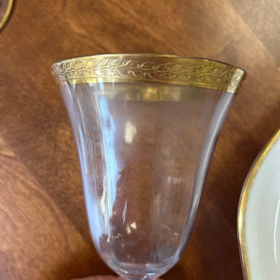 4 Haviland Wine Glassews w/Gold Leaf Band