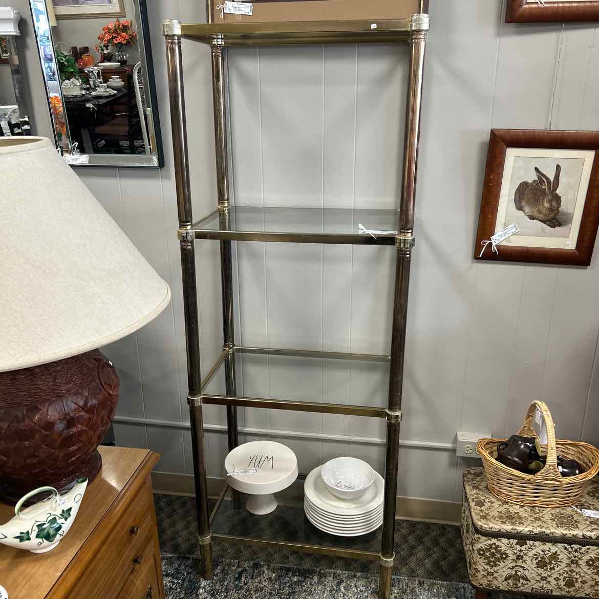 Brass & Glass Shelf Unit AS IS