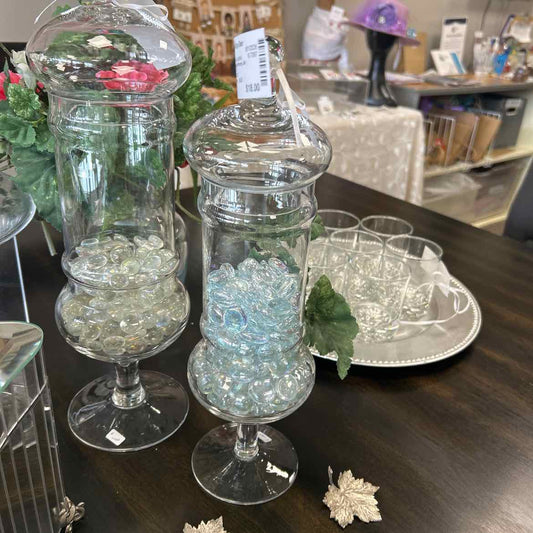 Medium Glass Apothecary Jar w/Marbles