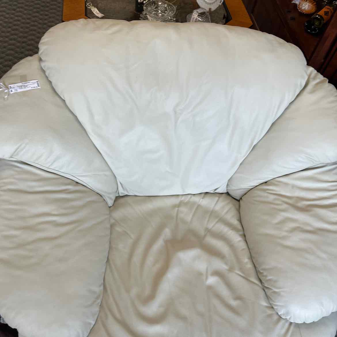 Oversized Cream Leather Arm Chair