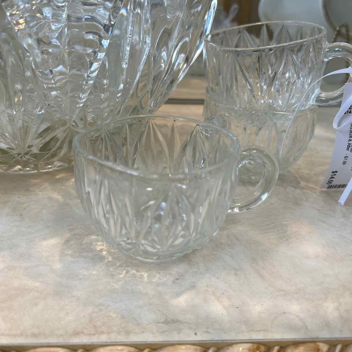 Glass Punch Bowl w/12 Cups