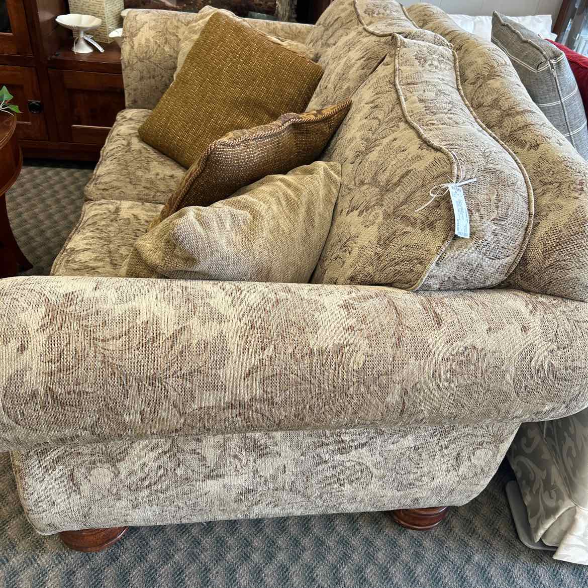 Large Tan Floral Loveseat