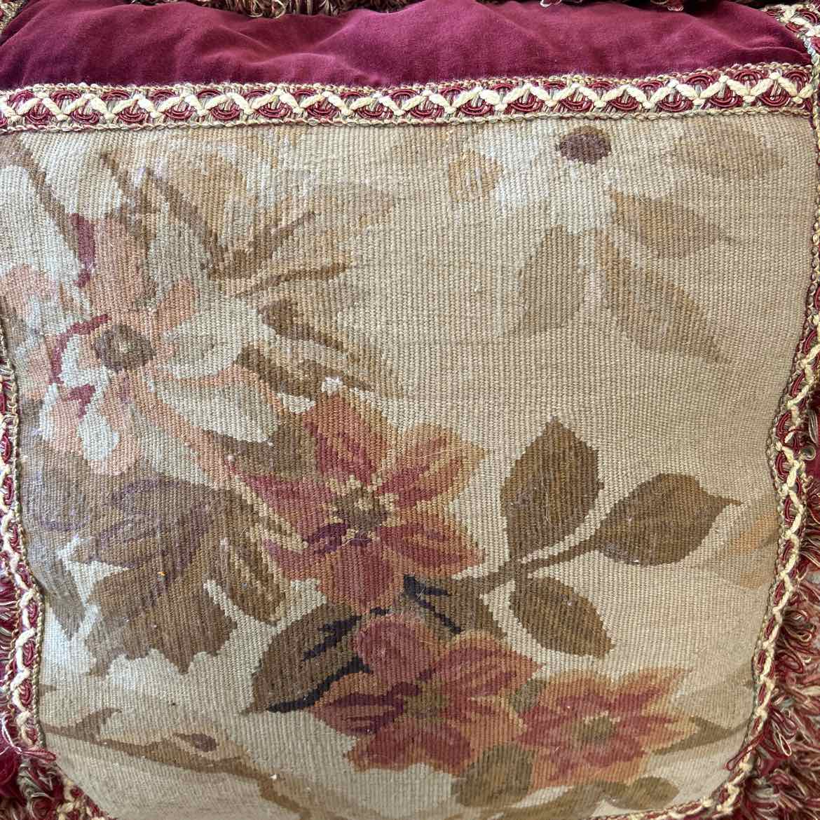 Tan & Rust Pillow w/Flowers in Center