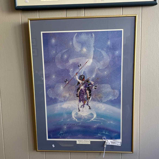 Signed Lithograph of Man on Horse