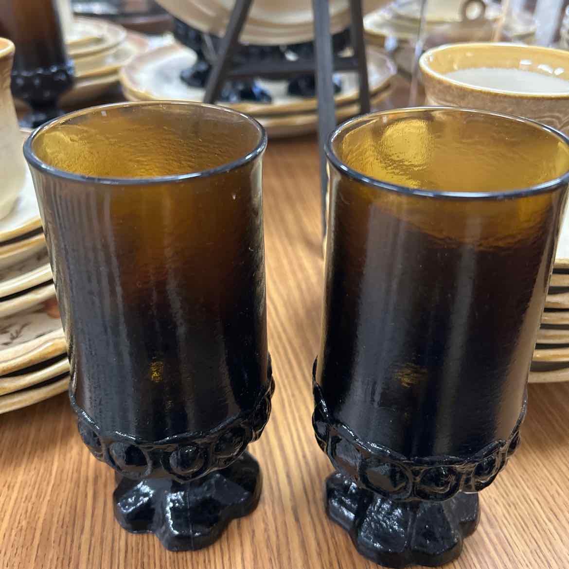 Set of 8 Franciscan Madeira Brown Pedestal Glasses