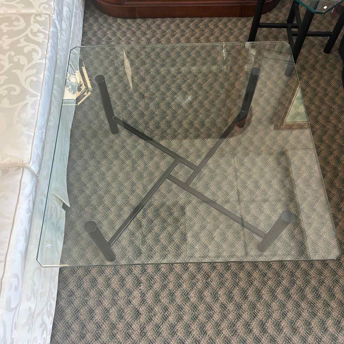 Square Glass Table w/Metal Legs