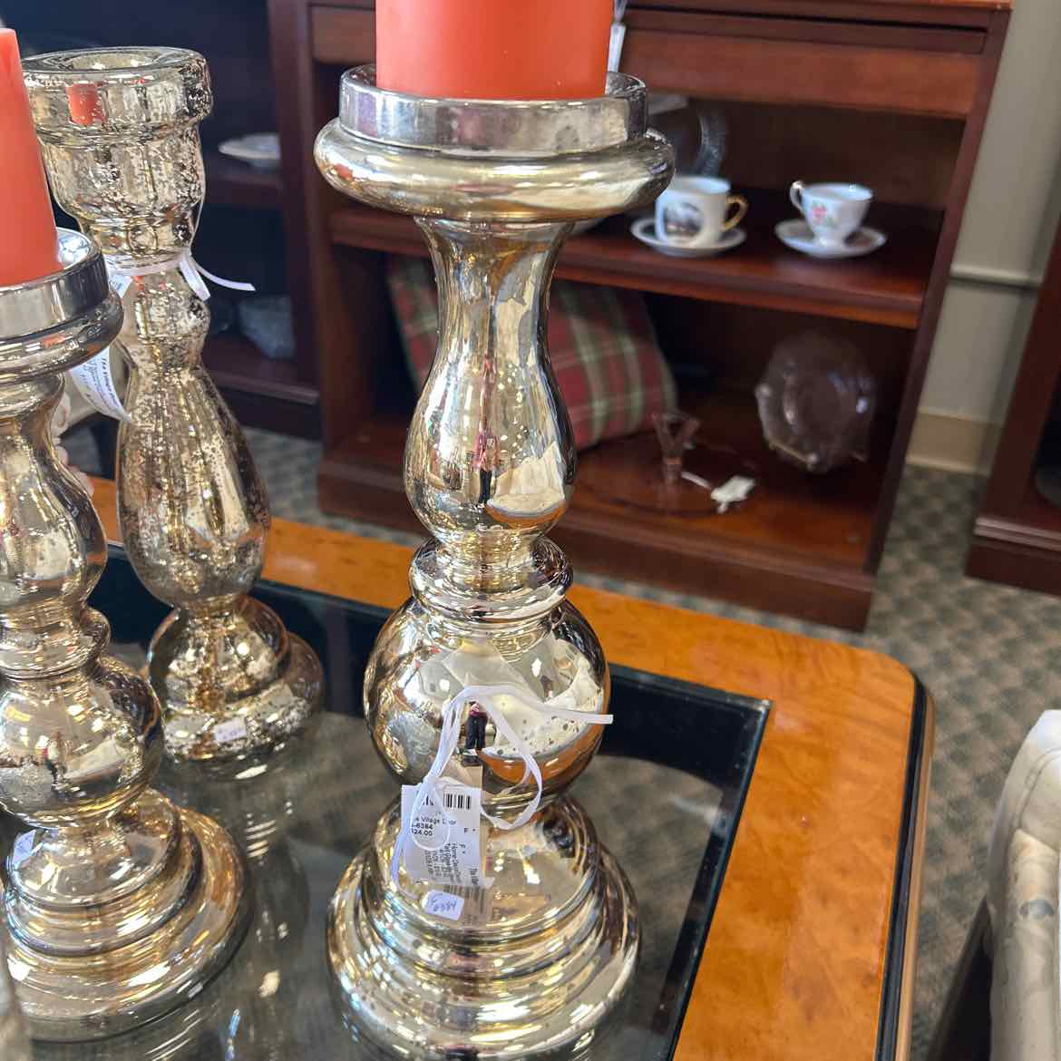 Tall Glass-like Silver Candleholder