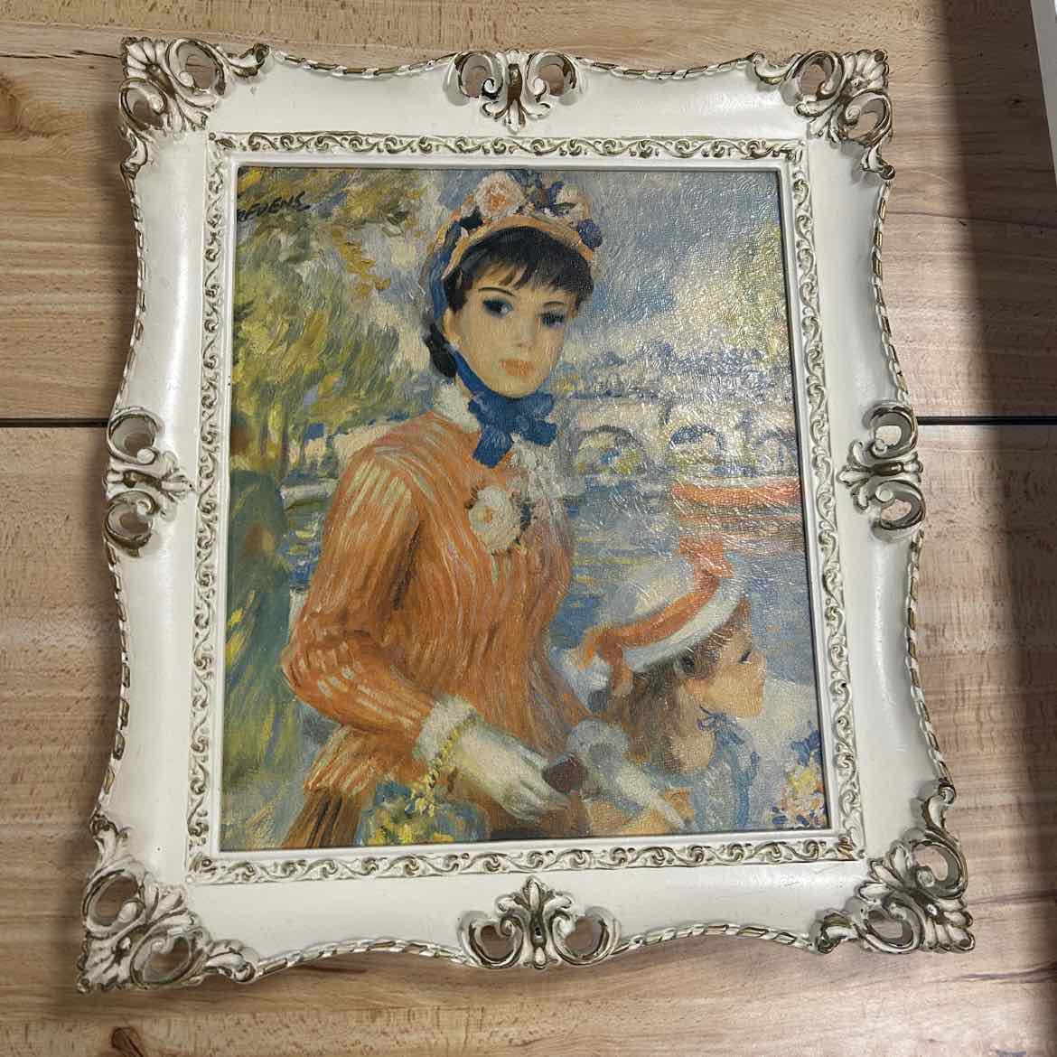 Painting of Woman & Girl in White Frame