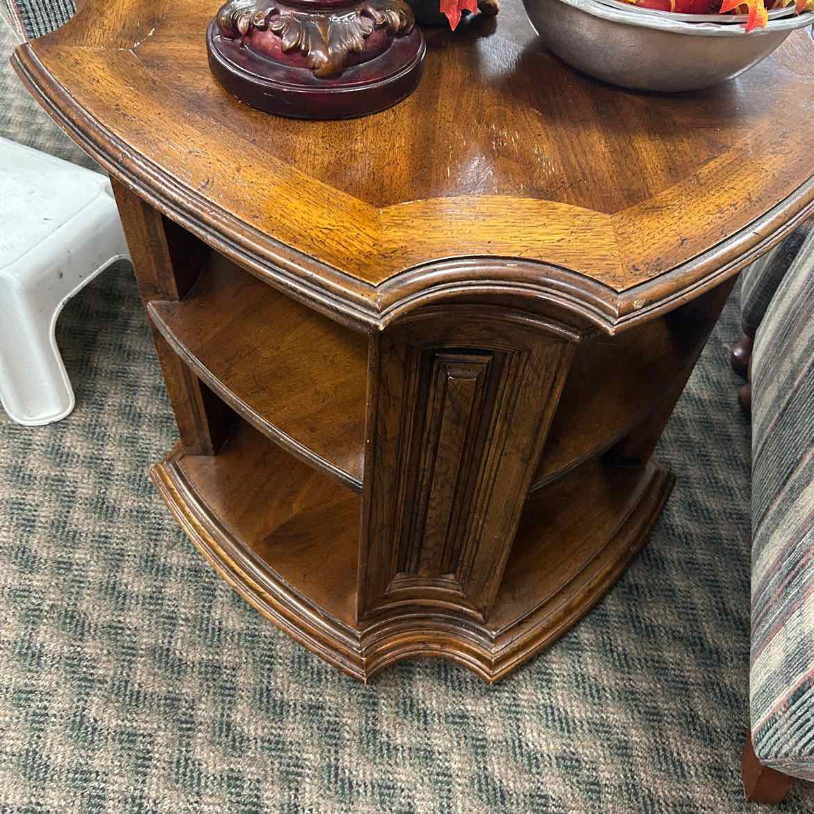 Wood Side Table w/2 Shelves