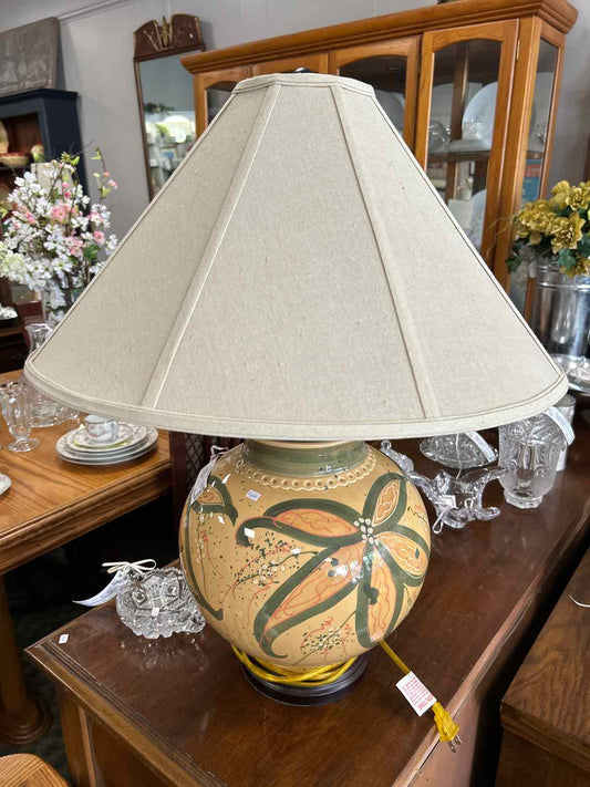 Tan w/Green & Orange Round Lamp