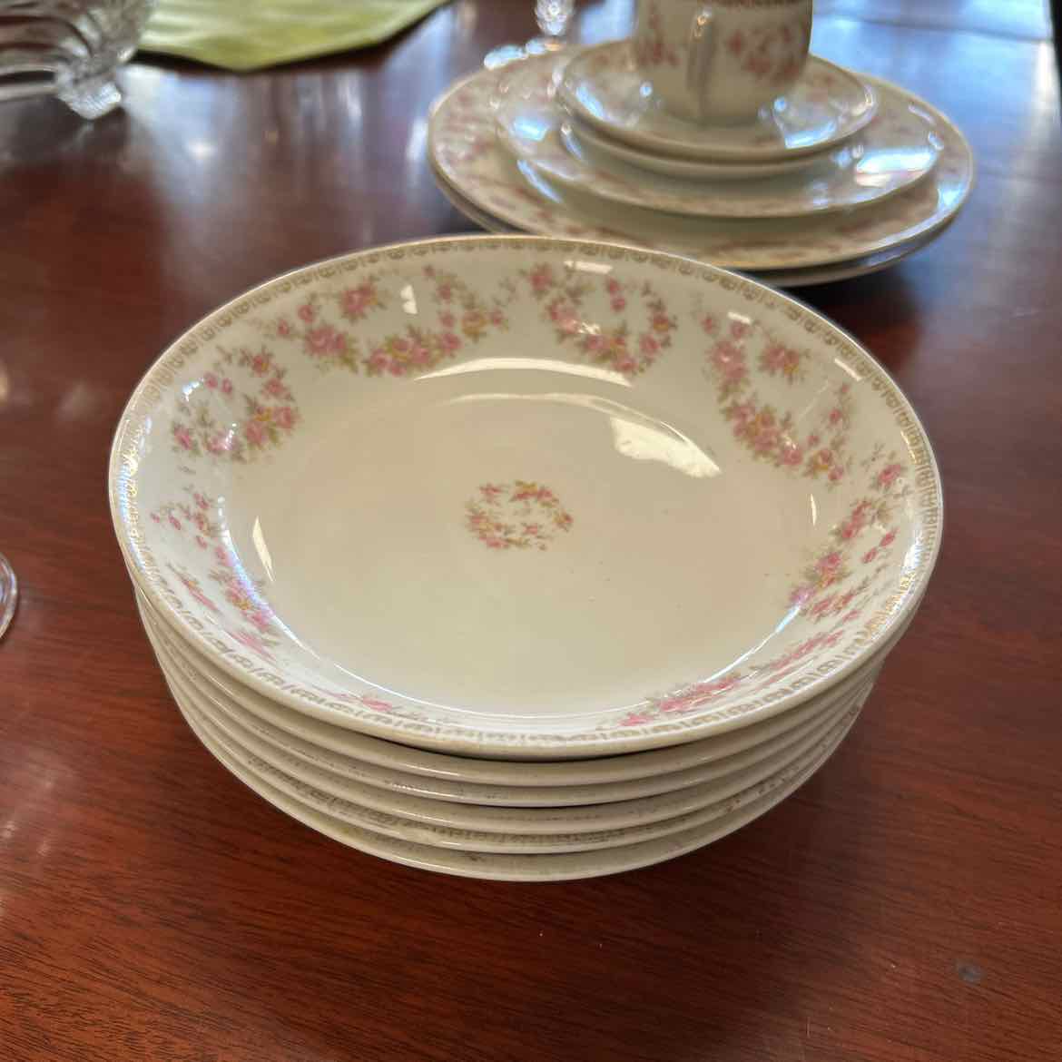 60 pc China Set w/Pink Flowers AS IS