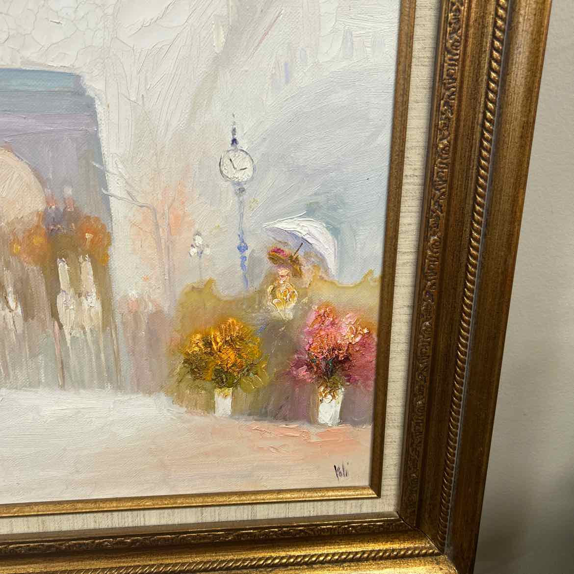 Painting of Arch & Ladies w/Umbrellas
