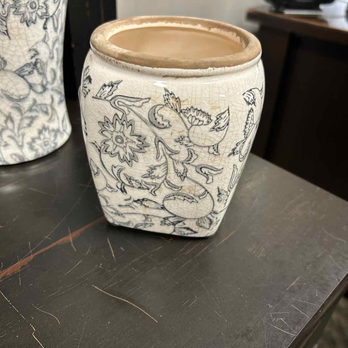 Stoneware Container Black and White