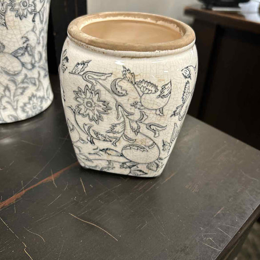 Stoneware Container Black and White