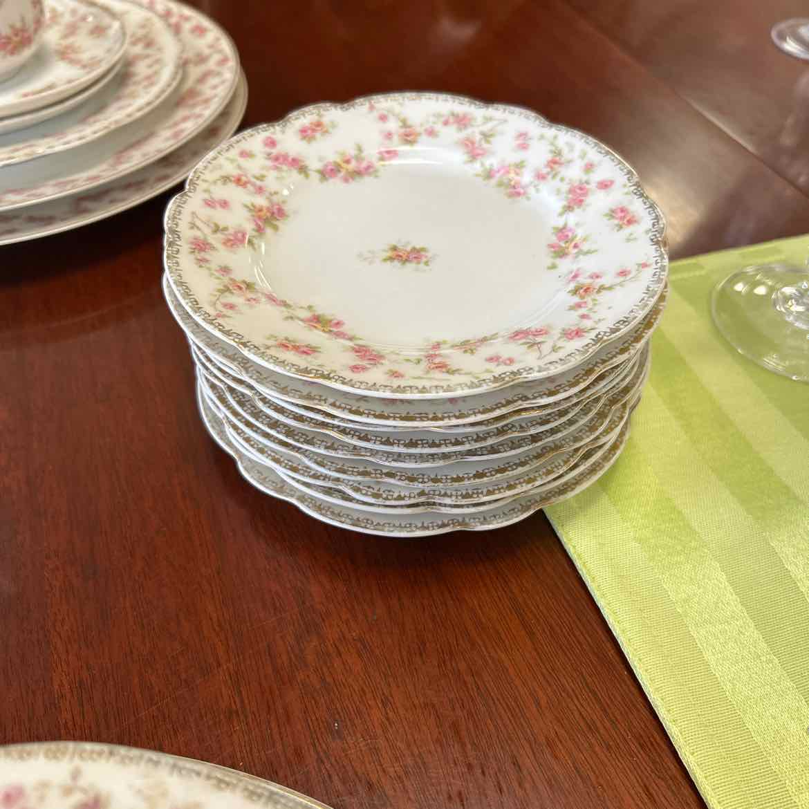 60 pc China Set w/Pink Flowers AS IS