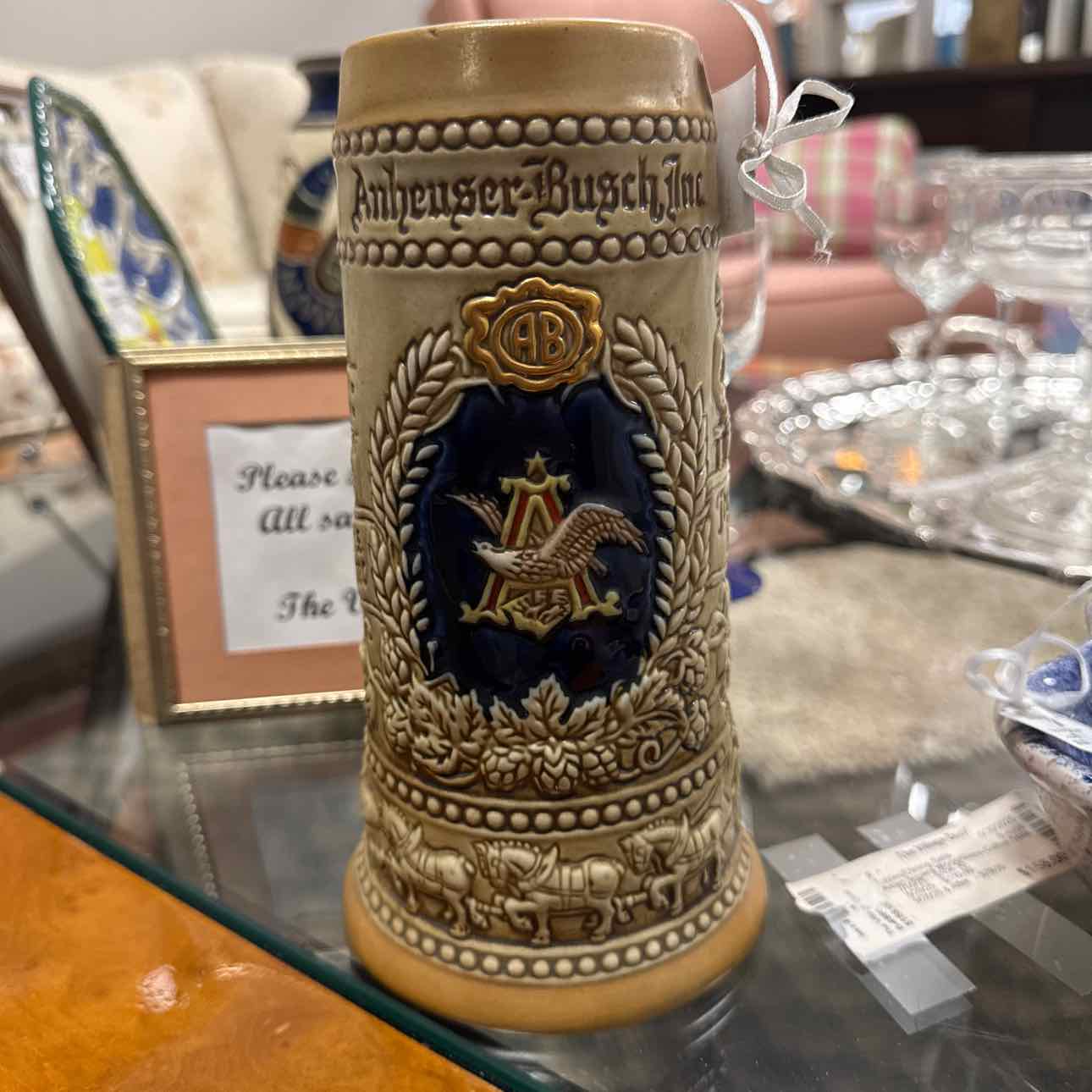 Tan Stoneware German Beer Mug