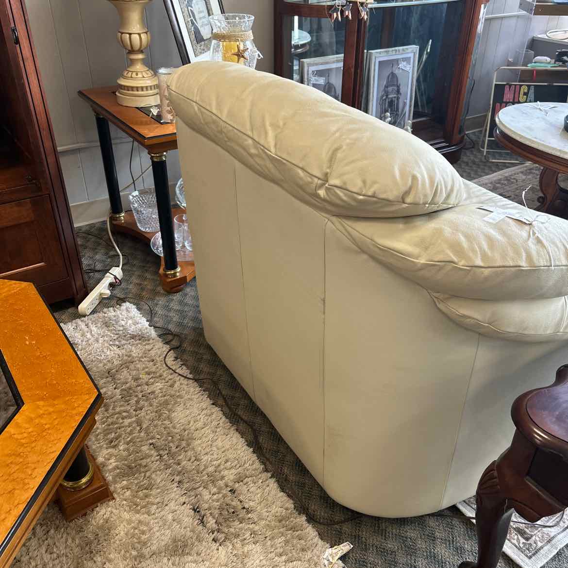 Oversized Cream Leather Arm Chair