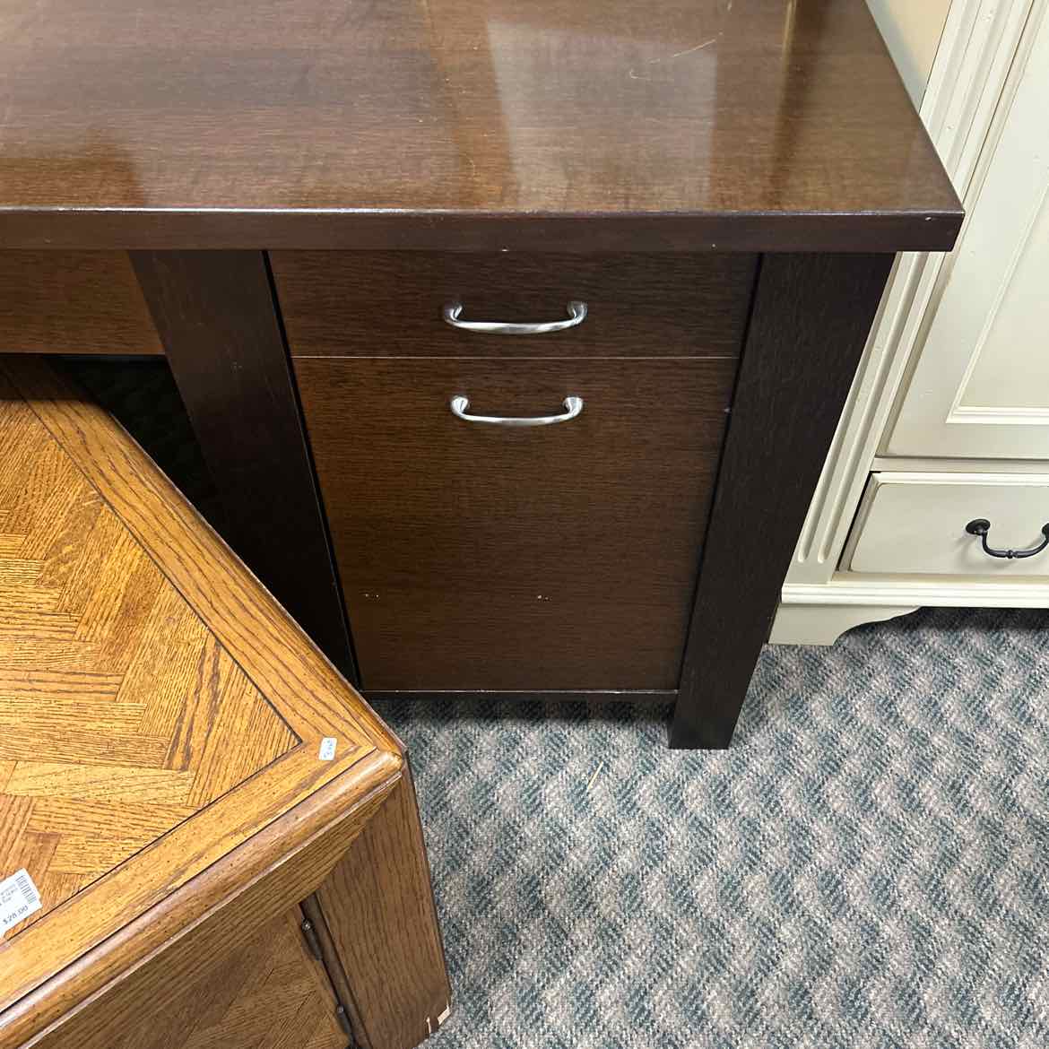 Dark Wood Desk w/3 Drawers