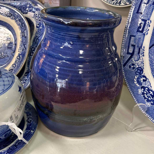 Blue w/Burgundy Swirl Vase