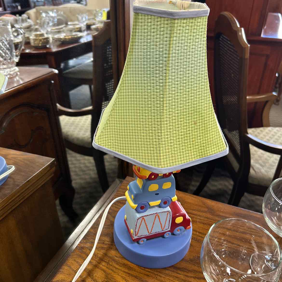 Wood Child's Lamp -Trucks