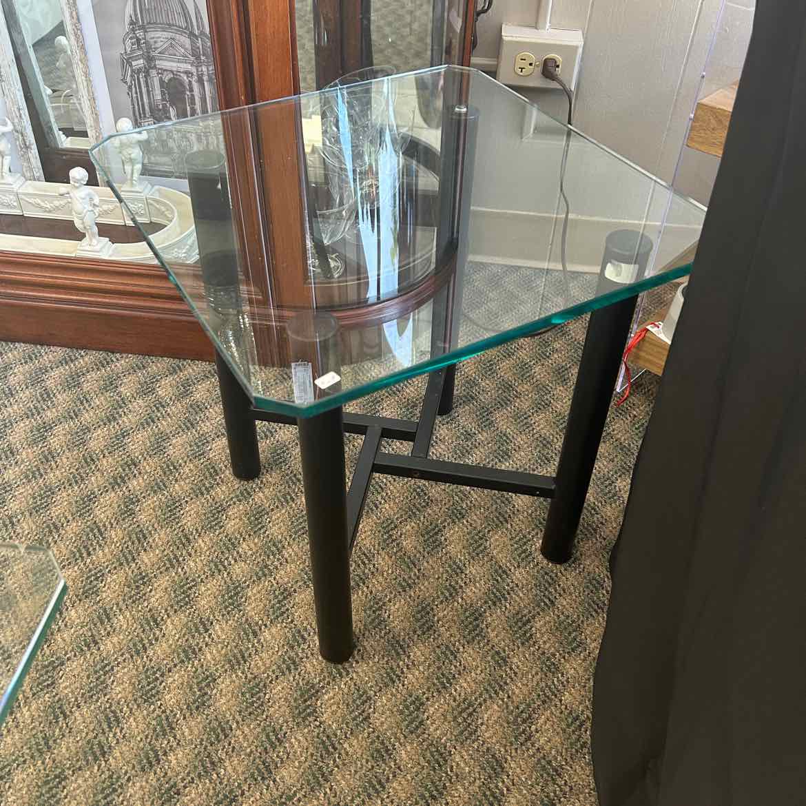 Square Glass Side Table w/Metal Legs