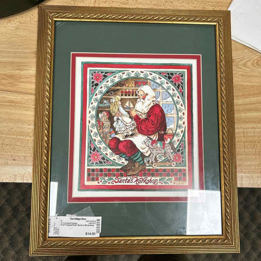 Gold Framed Print -Santa's Workshop