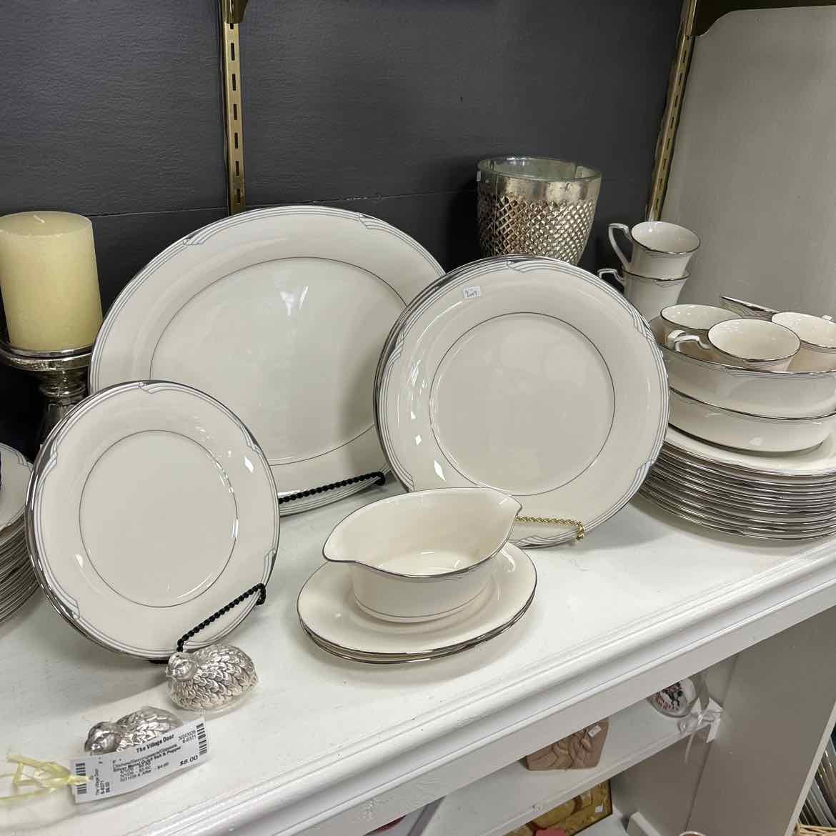 65 pc Noritake White w/Silver China