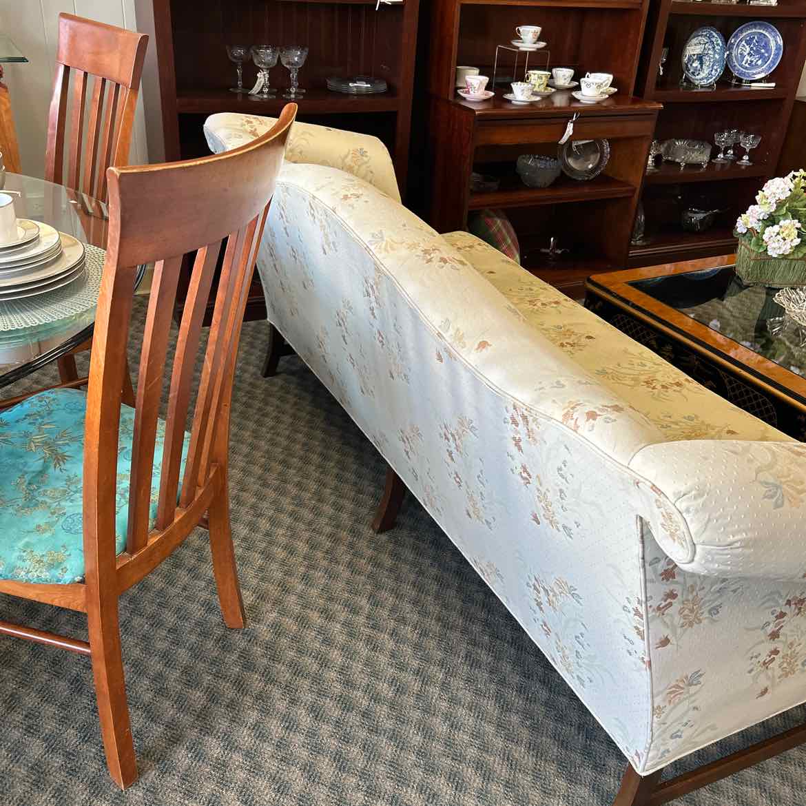 Camelback Sofa -Cream w/Pastel Flowers