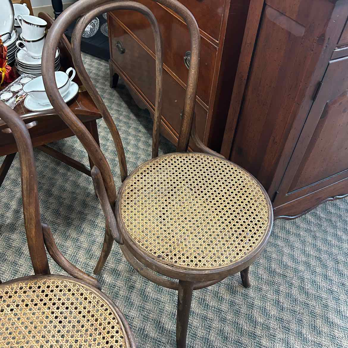 2 Wood Cane Seat Chairs