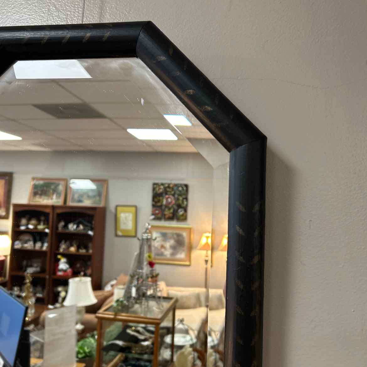 Beveled Wall Mirror w/Black Frame