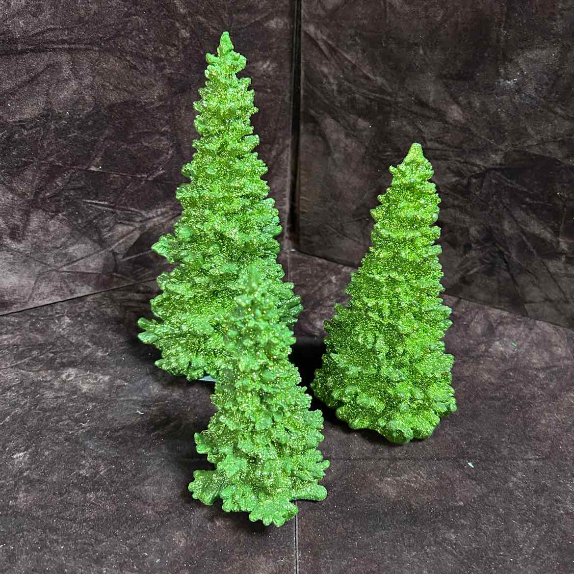 Set of 3 Green Glitter Trees