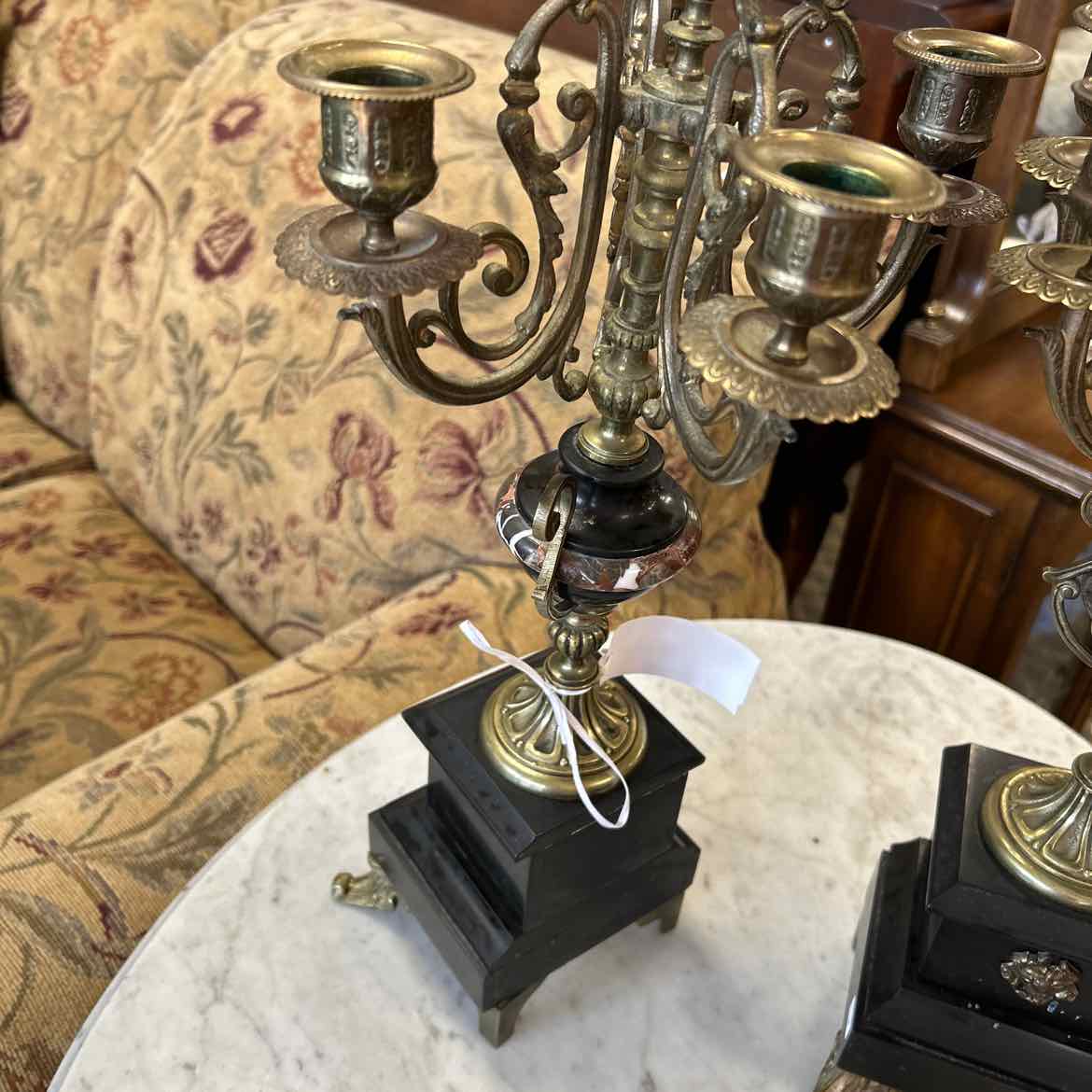 Vintage Italian Bronze & Marble Candleholder