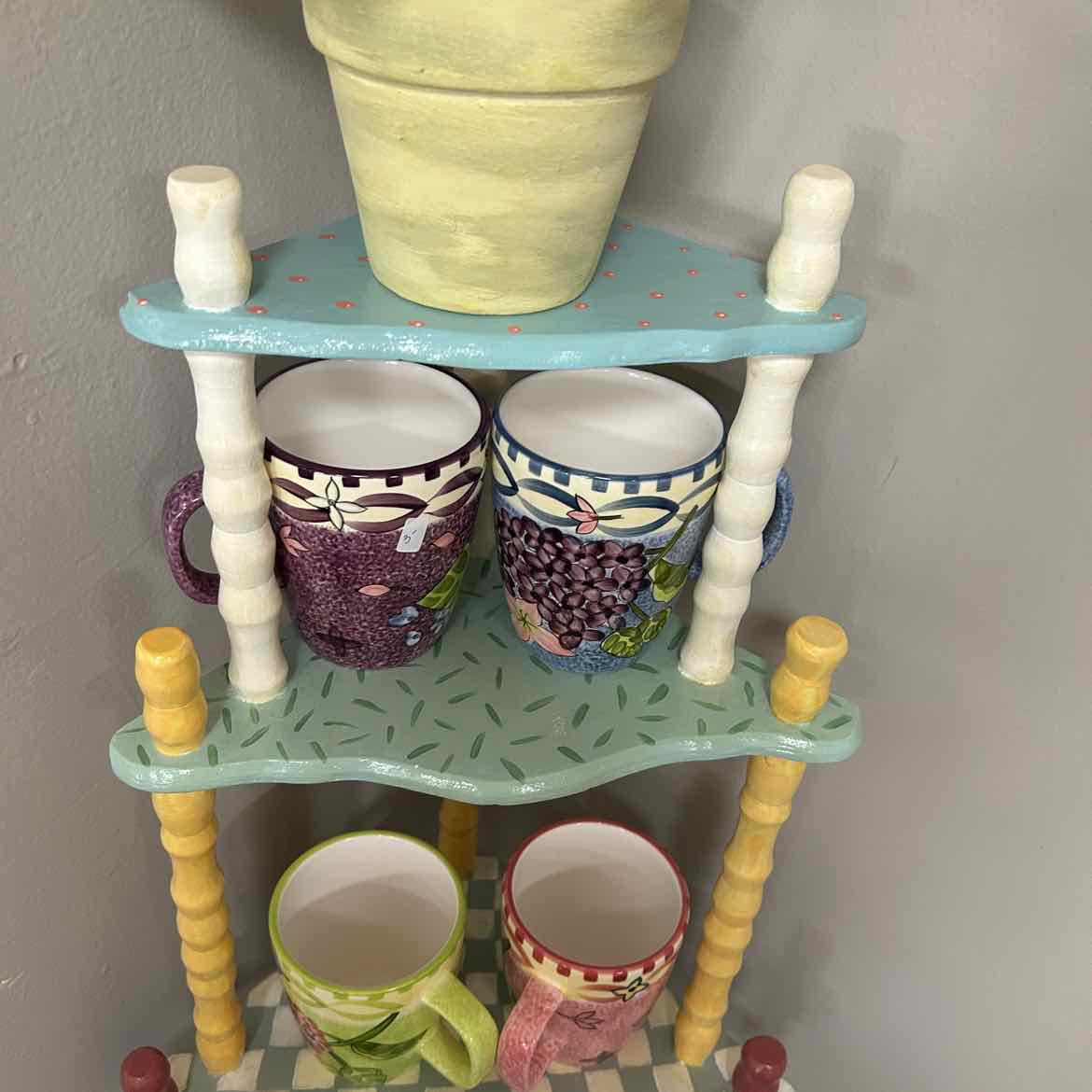 6 Shelf Wood Corner Stand