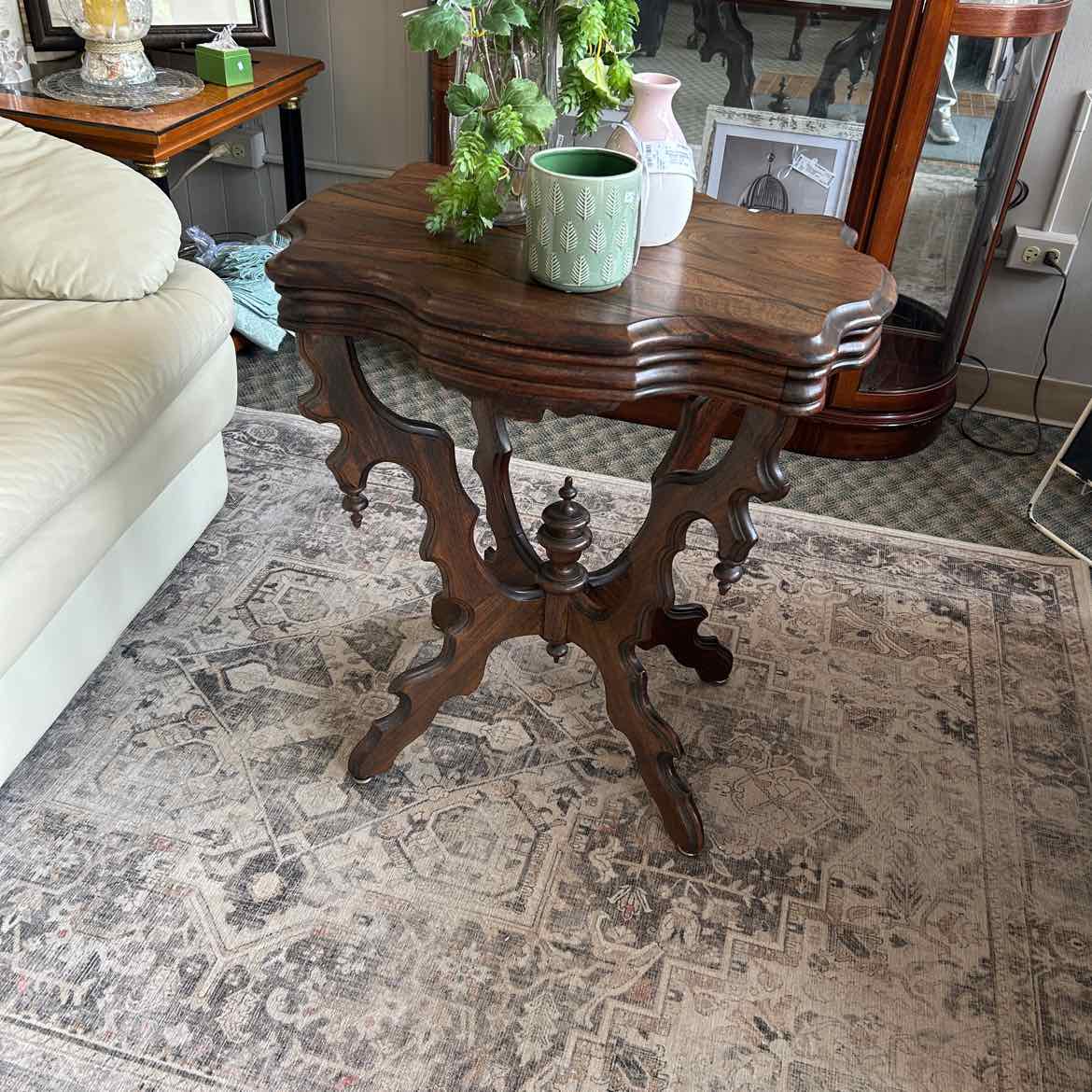 Antique Side Table w/Scalloped Edge