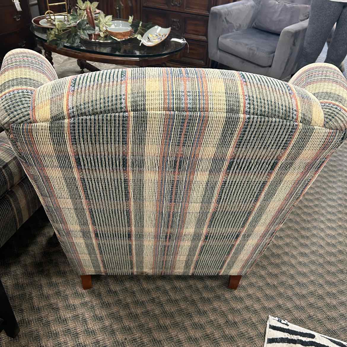 Plaid Green/Cream Upholstered Chair
