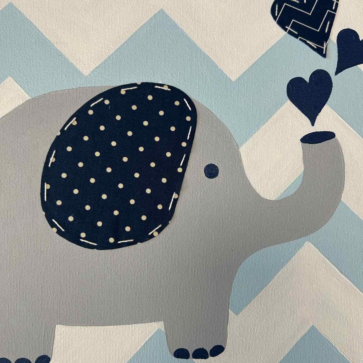 Square Blue Elephants on Canvas