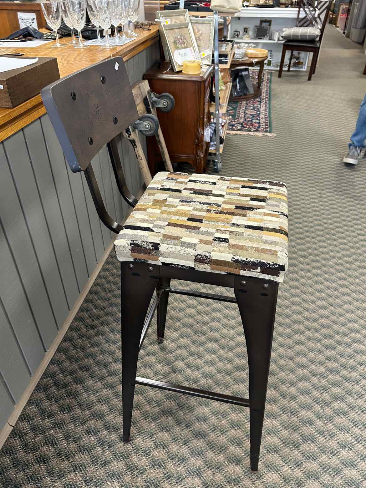 Tall Stool w/Brown/Black Seat